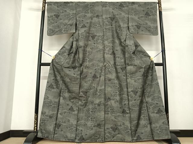 平和屋着物●本場大島紬　カタス9マルキ　立波文　正絹　逸品　未使用　AABF0454fy
