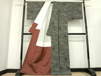 平和屋着物●本場大島紬　カタス9マルキ　立波文　正絹　逸品　未使用　AABF0454fy
