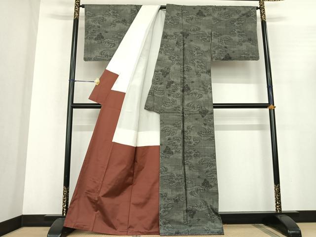 平和屋着物●本場大島紬　カタス9マルキ　立波文　正絹　逸品　未使用　AABF0454fy