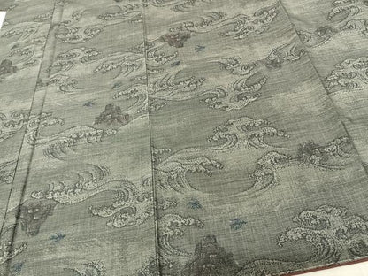平和屋着物●本場大島紬　カタス9マルキ　立波文　正絹　逸品　未使用　AABF0454fy