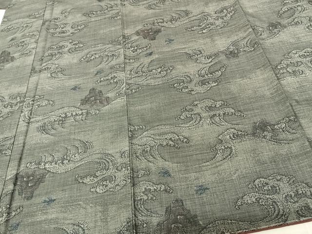平和屋着物●本場大島紬　カタス9マルキ　立波文　正絹　逸品　未使用　AABF0454fy