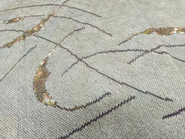平和屋着物●訪問着　総絞り　草花文　金彩　正絹　逸品　未使用　AABF0457fy
