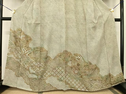 平和屋着物●訪問着　総絞り　地紙花文　暈し染め　正絹　逸品　AABF0458fy