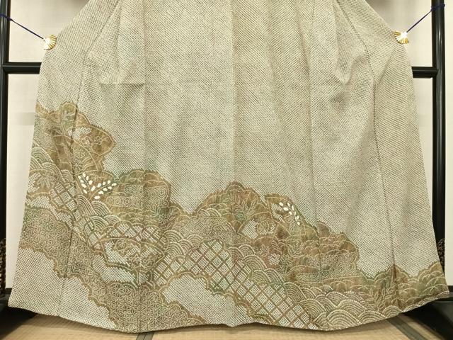 平和屋着物●訪問着　総絞り　地紙花文　暈し染め　正絹　逸品　AABF0458fy