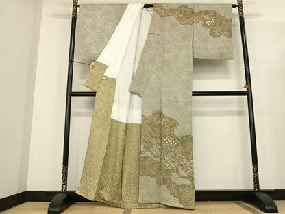 平和屋着物●訪問着　総絞り　地紙花文　暈し染め　正絹　逸品　AABF0458fy