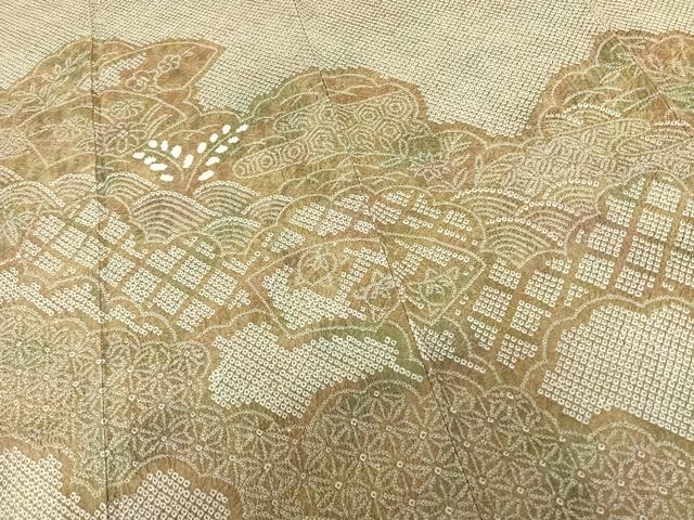 平和屋着物●訪問着　総絞り　地紙花文　暈し染め　正絹　逸品　AABF0458fy