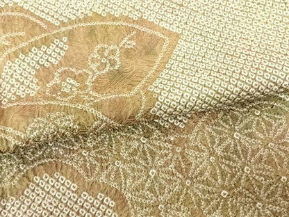 平和屋着物●訪問着　総絞り　地紙花文　暈し染め　正絹　逸品　AABF0458fy