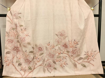 平和屋着物●訪問着　総絞り　枝花文　正絹　逸品　AABF0459fy