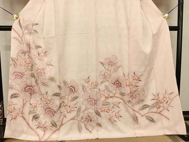 平和屋着物●訪問着　総絞り　枝花文　正絹　逸品　AABF0459fy