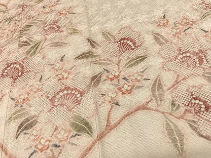 平和屋着物●訪問着　総絞り　枝花文　正絹　逸品　AABF0459fy