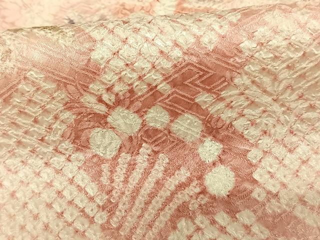 平和屋着物●訪問着　総絞り　枝花文　正絹　逸品　AABF0459fy