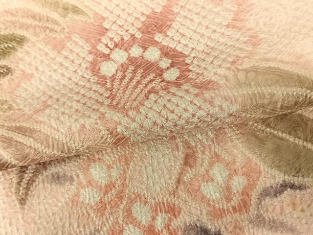 平和屋着物●訪問着　総絞り　枝花文　正絹　逸品　AABF0459fy