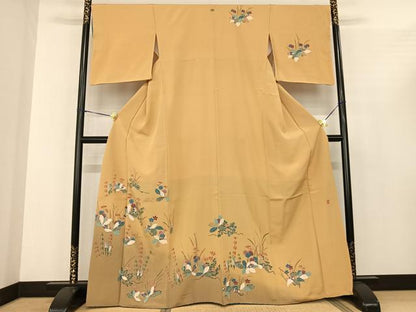 平和屋着物●訪問着　友禅　作家物　草花文　暈し染め　正絹　逸品　AABF0464fy