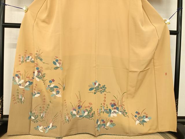 平和屋着物●訪問着　友禅　作家物　草花文　暈し染め　正絹　逸品　AABF0464fy