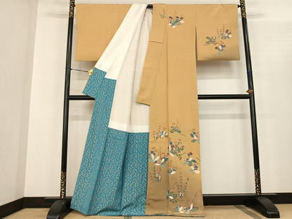 平和屋着物●訪問着　友禅　作家物　草花文　暈し染め　正絹　逸品　AABF0464fy