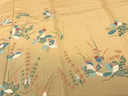 平和屋着物●訪問着　友禅　作家物　草花文　暈し染め　正絹　逸品　AABF0464fy