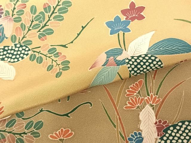 平和屋着物●訪問着　友禅　作家物　草花文　暈し染め　正絹　逸品　AABF0464fy