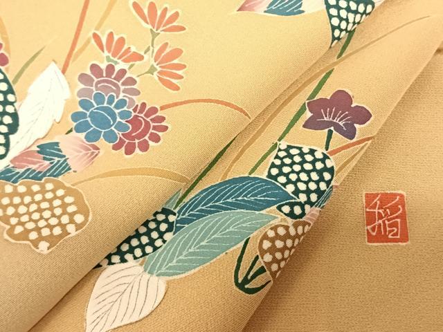 平和屋着物●訪問着　友禅　作家物　草花文　暈し染め　正絹　逸品　AABF0464fy