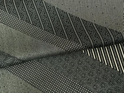 平和屋着物●江戸小紋 斜縞 黒地 正絹 逸品 AABF0467fy