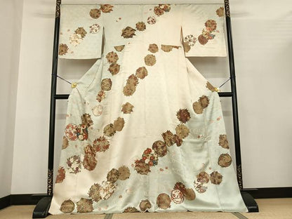 平和屋着物●訪問着 作家物 駒刺繍 花丸文 暈し染め 金彩 ロング丈 正絹 逸品 AABF0469fy