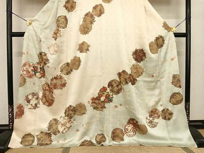 平和屋着物●訪問着 作家物 駒刺繍 花丸文 暈し染め 金彩 ロング丈 正絹 逸品 AABF0469fy