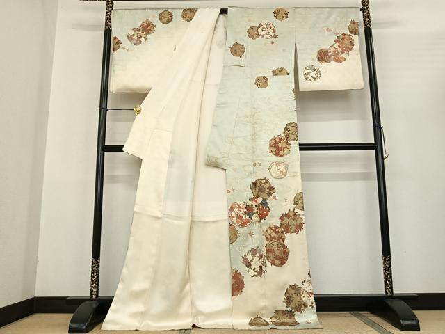 平和屋着物●訪問着 作家物 駒刺繍 花丸文 暈し染め 金彩 ロング丈 正絹 逸品 AABF0469fy