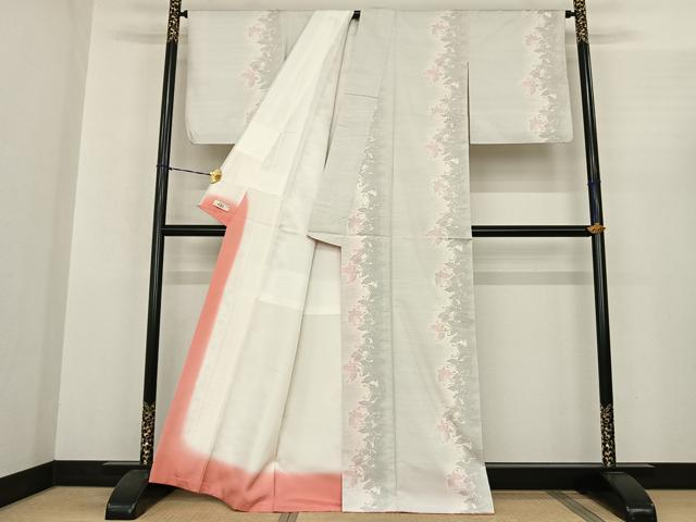 平和屋着物●本場大島紬 白大島 舞蝶間道 やまと誂製 正絹 逸品 AABF0474fy