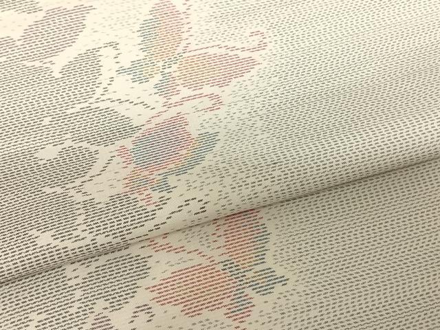 平和屋着物●本場大島紬 白大島 舞蝶間道 やまと誂製 正絹 逸品 AABF0474fy