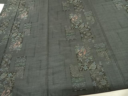 平和屋着物●本場大島紬 カタス9マルキ 色紙花鳥文 正絹 逸品 AABF0475fy