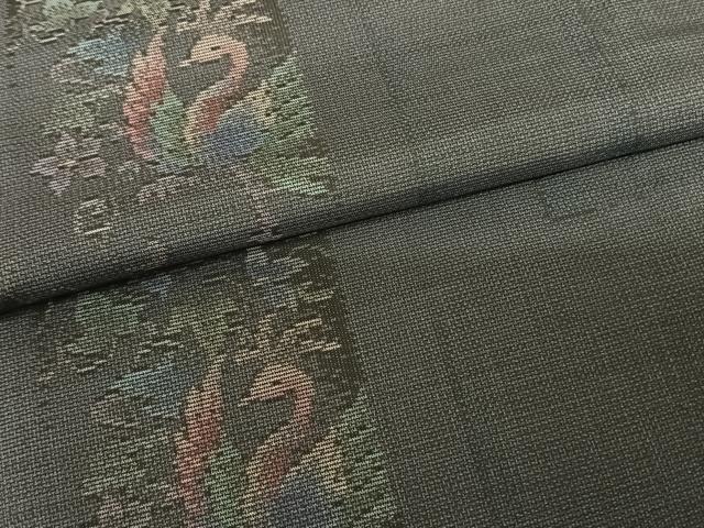 平和屋着物●本場大島紬 カタス9マルキ 色紙花鳥文 正絹 逸品 AABF0475fy