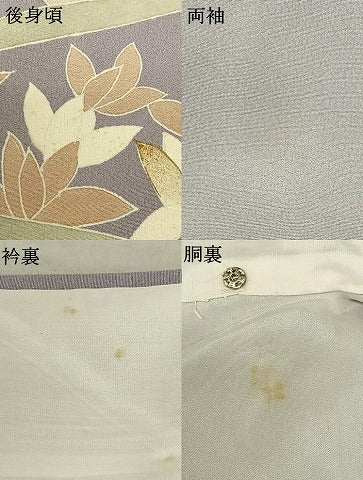 平和屋着物●訪問着 友禅 枝花文 金彩 正絹 逸品 AABF0477fy