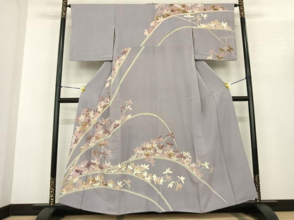 平和屋着物●訪問着 友禅 枝花文 金彩 正絹 逸品 AABF0477fy