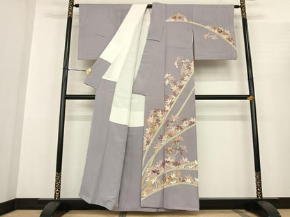 平和屋着物●訪問着 友禅 枝花文 金彩 正絹 逸品 AABF0477fy