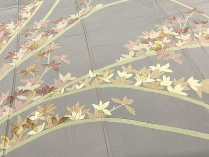 平和屋着物●訪問着 友禅 枝花文 金彩 正絹 逸品 AABF0477fy