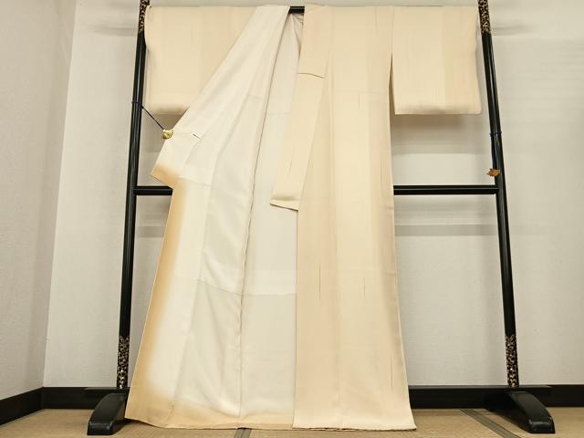 平和屋着物●上質な小紋 縞 ロング丈 正絹 逸品 AABF0479fy