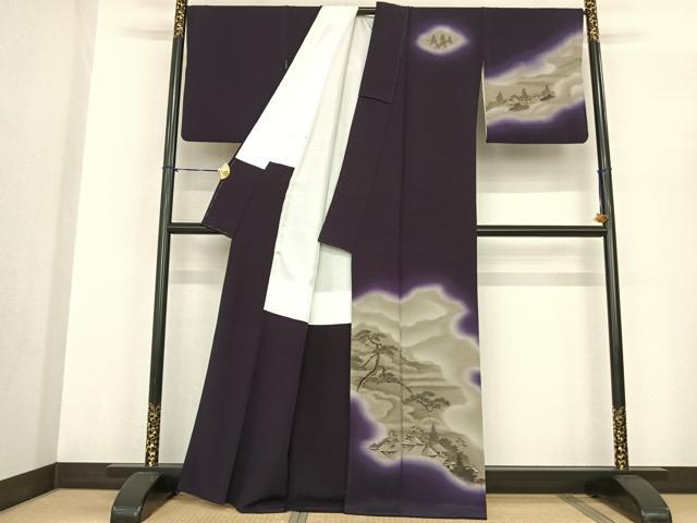 平和屋着物●訪問着 源香 手描き 龍 風景文 暈し染め 金彩 正絹 逸品 AABF0481fy