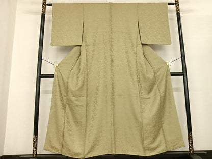 平和屋着物●上質な色無地 草葉地紋 蒸栗色 さが美扱い 正絹 逸品 未使用 AABF0483fy