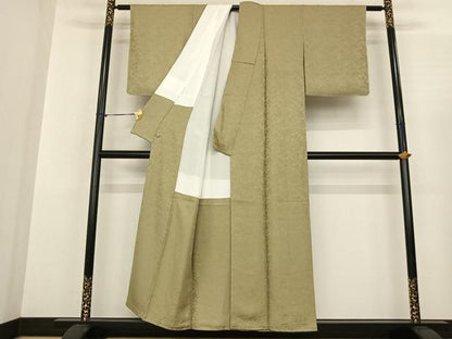 平和屋着物●上質な色無地 草葉地紋 蒸栗色 さが美扱い 正絹 逸品 未使用 AABF0483fy