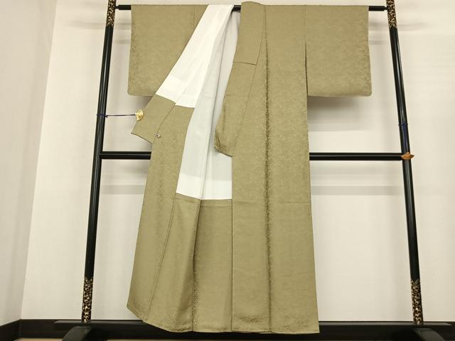 平和屋着物●上質な色無地 草葉地紋 蒸栗色 さが美扱い 正絹 逸品 未使用 AABF0483fy
