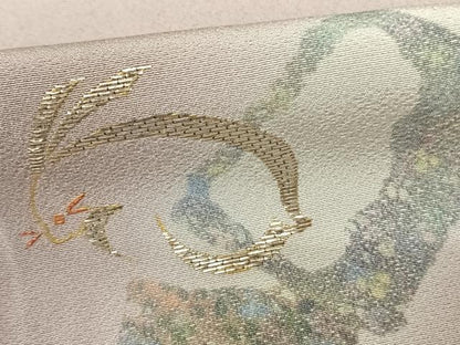 平和屋着物●訪問着 竹屋町刺繍 兎 色紙重ね文 暈し染め 金彩 金銀糸 正絹 逸品 AABF0485fy