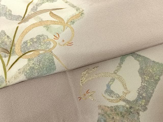 平和屋着物●訪問着 竹屋町刺繍 兎 色紙重ね文 暈し染め 金彩 金銀糸 正絹 逸品 AABF0485fy