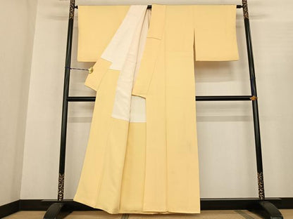 平和屋着物●上質な色無地 淡黄色 正絹 逸品 AABF0487fy