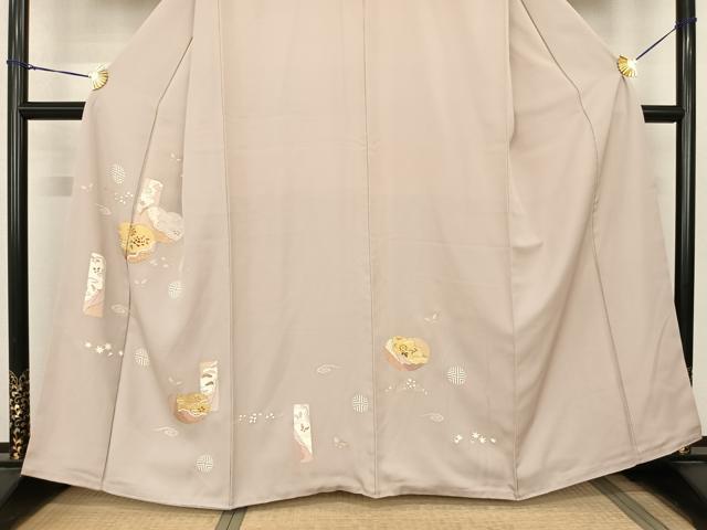 平和屋着物●訪問着 色紙花蝶文 金彩 正絹 逸品 AABF0489fy
