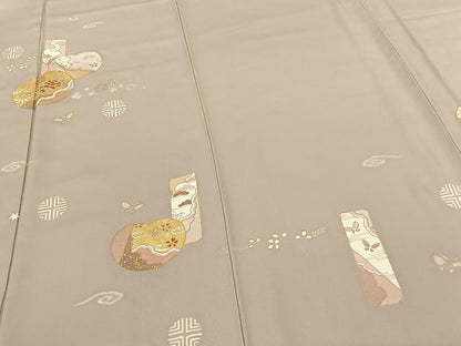 平和屋着物●訪問着 色紙花蝶文 金彩 正絹 逸品 AABF0489fy