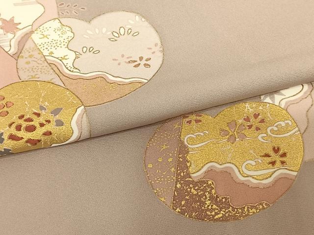 平和屋着物●訪問着 色紙花蝶文 金彩 正絹 逸品 AABF0489fy