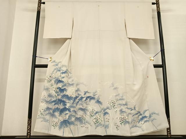 平和屋着物●本加賀友禅作家 毎田仁郎 色留袖 笹竹花文 正絹 逸品 AABF0490fy