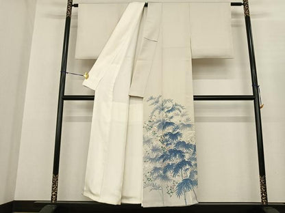 平和屋着物●本加賀友禅作家 毎田仁郎 色留袖 笹竹花文 正絹 逸品 AABF0490fy