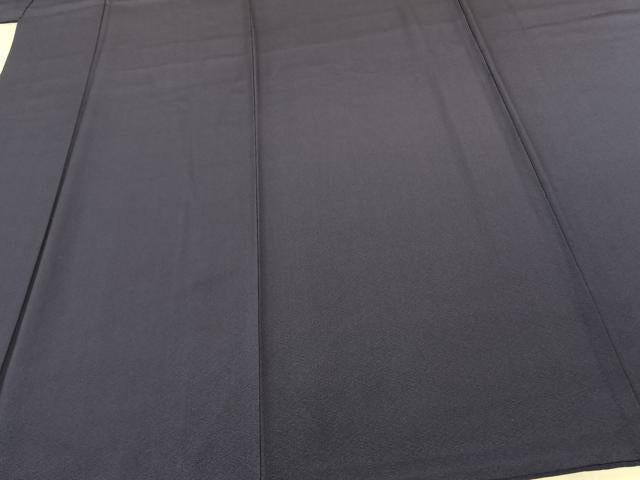 平和屋着物●京友禅 染清水 色無地 青褐色 ロング丈 正絹 逸品 AABF0494fy