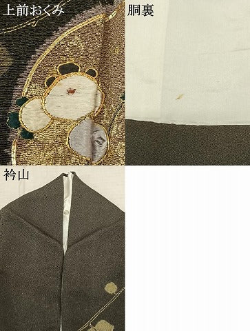 平和屋着物●訪問着 駒刺繍 絞り 枝花丸文 金彩 鬼しぼ縮緬 正絹 逸品 AABF0497fy