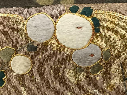 平和屋着物●訪問着 駒刺繍 絞り 枝花丸文 金彩 鬼しぼ縮緬 正絹 逸品 AABF0497fy